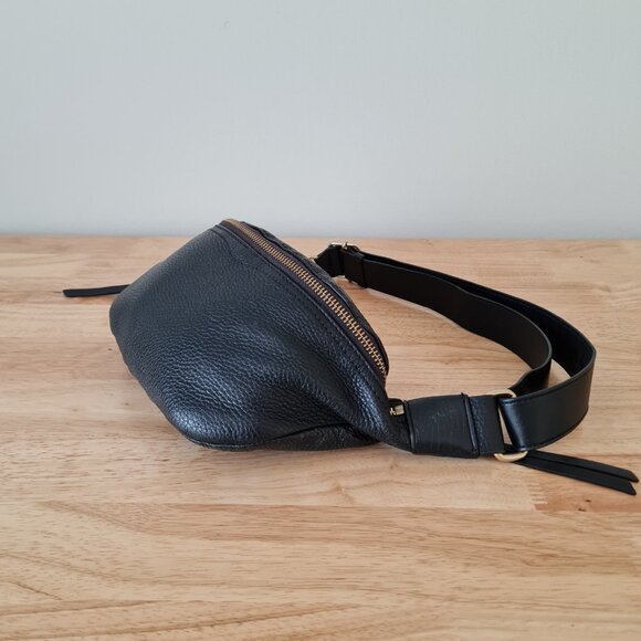 Rebecca Minkoff Bree Belt Bum Bag Fanny Pack Pebbled Leather Black Zip Crossbody - Picture 5 of 11